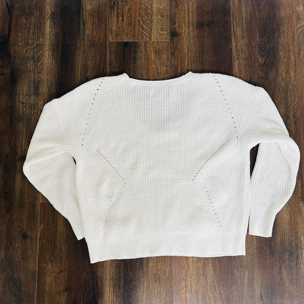 Abercrombie & Fitch Soft A&F Textured V-Neck Sweater Ivory Size Small Cottage